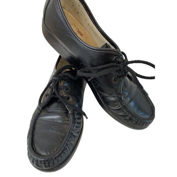 SAS Siesta Black Leather Lace-Up Loafers Size 8S USA EUC USA M10098 - Picture 2 of 12